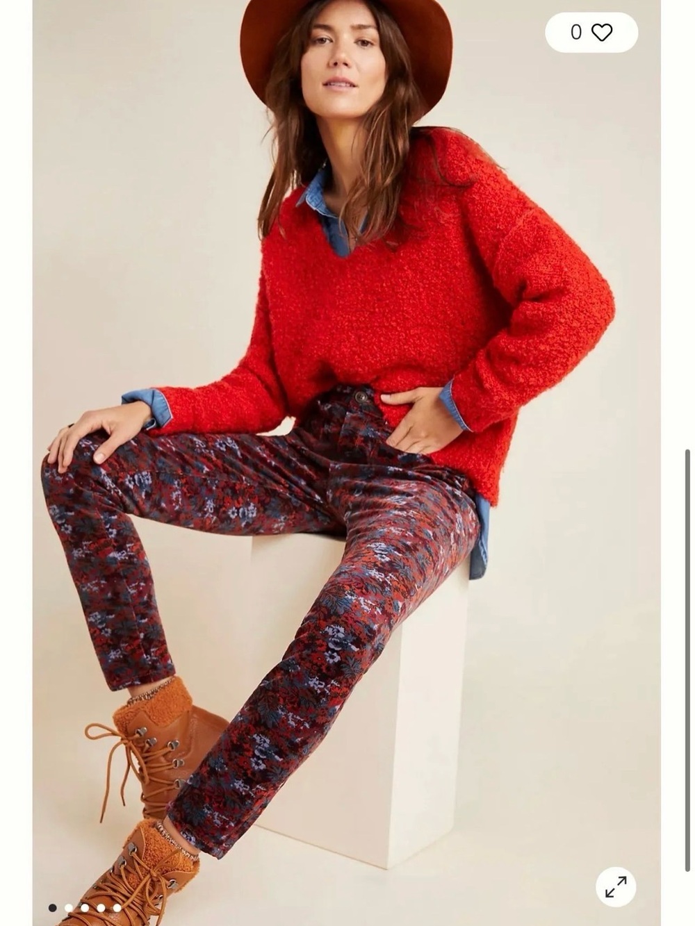 Anthropologie Pilcro and the Letterpress High-Rise Skinny floral Corduroy Pants